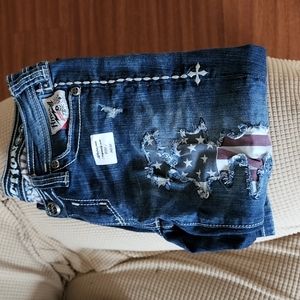 Affliction USA flag Bootcut Jeans flap bocket back Size 26